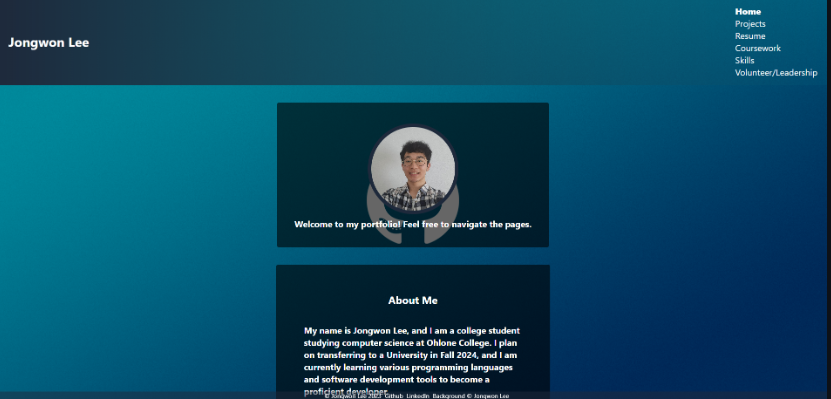 Screenshot of Personal Portfolio Website